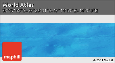 Physical Panoramic Map of the Area around 33° 42' 13" S, 13° 40' 30" E