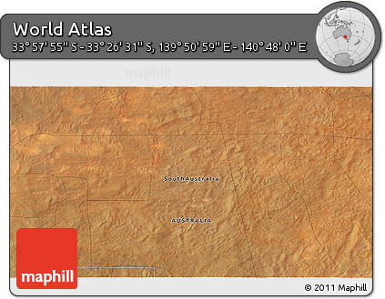 Satellite 3D Map of the Area around 33° 42' 13" S, 140° 19' 29" E