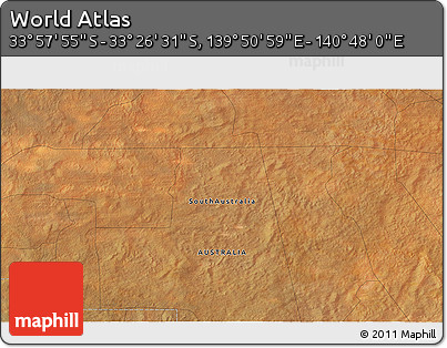 Satellite 3D Map of the Area around 33° 42' 13" S, 140° 19' 29" E