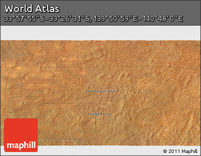 Satellite 3D Map of the Area around 33° 42' 13" S, 140° 19' 29" E