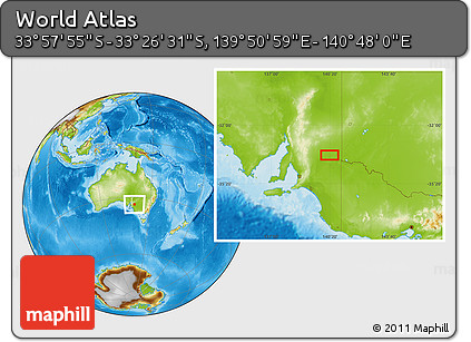Physical Location Map of the Area around 33° 42' 13" S, 140° 19' 29" E