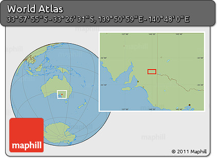 Savanna Style Location Map of the Area around 33° 42' 13" S, 140° 19' 29" E