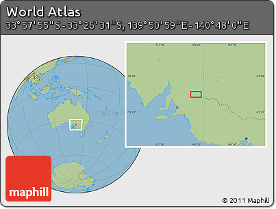 Savanna Style Location Map of the Area around 33° 42' 13" S, 140° 19' 29" E