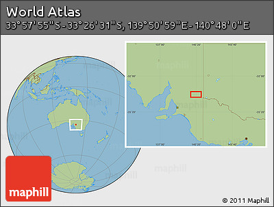 Savanna Style Location Map of the Area around 33° 42' 13" S, 140° 19' 29" E