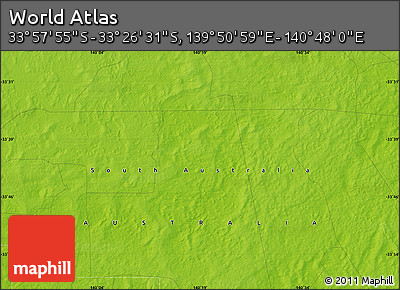Physical Map of the Area around 33° 42' 13" S, 140° 19' 29" E