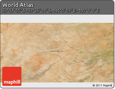 Satellite 3D Map of the Area around 33° 42' 13" S, 144° 34' 29" E