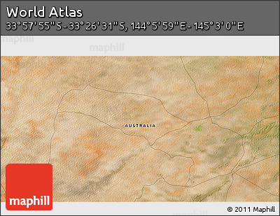 Satellite 3D Map of the Area around 33° 42' 13" S, 144° 34' 29" E