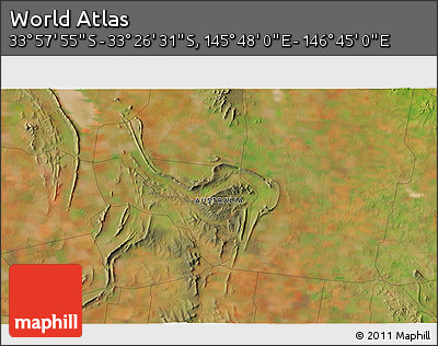 Satellite 3D Map of the Area around 33° 42' 13" S, 146° 16' 30" E