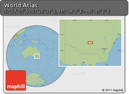 Savanna Style Location Map of the Area around 33° 42' 13" S, 146° 16' 30" E