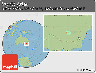 Savanna Style Location Map of the Area around 33° 42' 13" S, 146° 16' 30" E