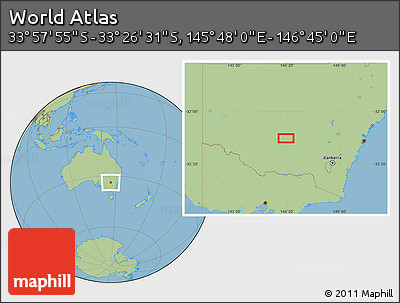 Savanna Style Location Map of the Area around 33° 42' 13" S, 146° 16' 30" E
