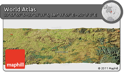 Satellite Panoramic Map of the Area around 33° 42' 13" S, 149° 40' 30" E