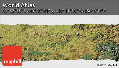 Satellite Panoramic Map of the Area around 33° 42' 13" S, 149° 40' 30" E