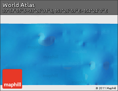 Physical 3D Map of the Area around 33° 42' 13" S, 153° 55' 30" E