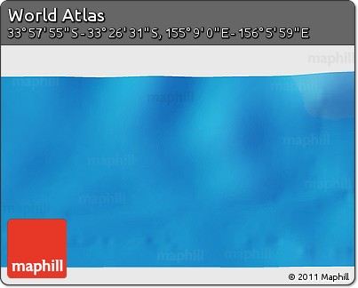 Physical 3D Map of the Area around 33° 42' 13" S, 155° 37' 30" E