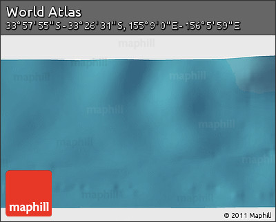 Satellite 3D Map of the Area around 33° 42' 13" S, 155° 37' 30" E
