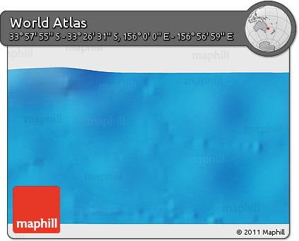 Physical 3D Map of the Area around 33° 42' 13" S, 156° 28' 29" E