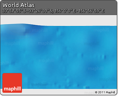 Physical 3D Map of the Area around 33° 42' 13" S, 156° 28' 29" E