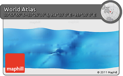 Physical Panoramic Map of the Area around 33° 42' 13" S, 159° 1' 30" E
