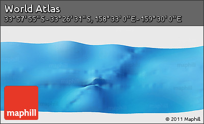 Physical Panoramic Map of the Area around 33° 42' 13" S, 159° 1' 30" E