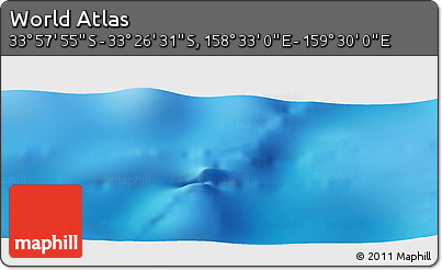 Physical Panoramic Map of the Area around 33° 42' 13" S, 159° 1' 30" E