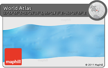 Physical Panoramic Map of the Area around 33° 42' 13" S, 159° 52' 30" E