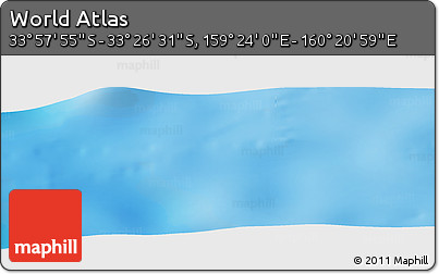 Physical Panoramic Map of the Area around 33° 42' 13" S, 159° 52' 30" E