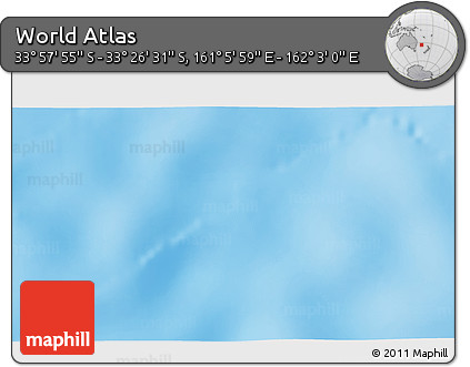 Physical 3D Map of the Area around 33° 42' 13" S, 161° 34' 29" E