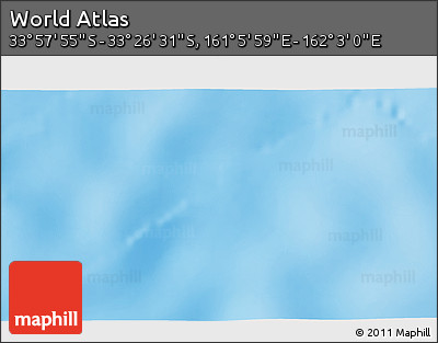 Physical 3D Map of the Area around 33° 42' 13" S, 161° 34' 29" E