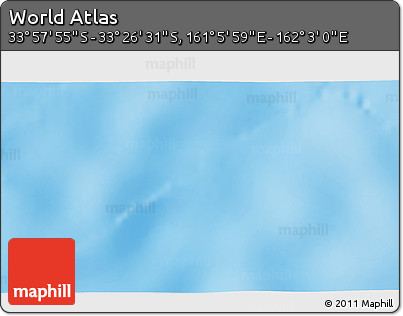 Physical 3D Map of the Area around 33° 42' 13" S, 161° 34' 29" E