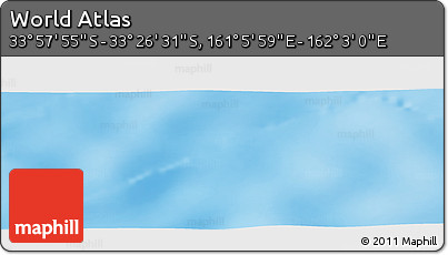 Physical Panoramic Map of the Area around 33° 42' 13" S, 161° 34' 29" E