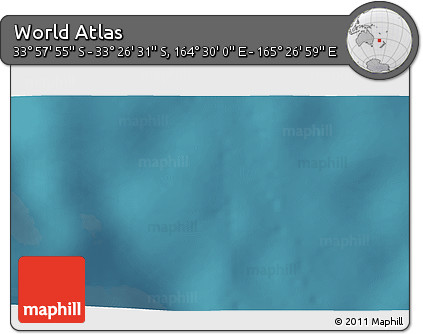 Satellite 3D Map of the Area around 33° 42' 13" S, 164° 58' 29" E