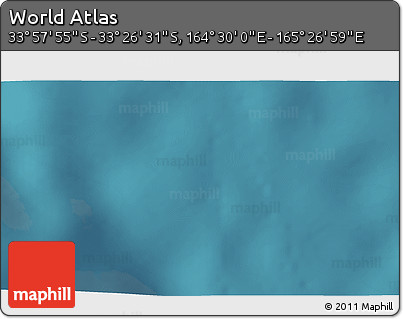 Satellite 3D Map of the Area around 33° 42' 13" S, 164° 58' 29" E