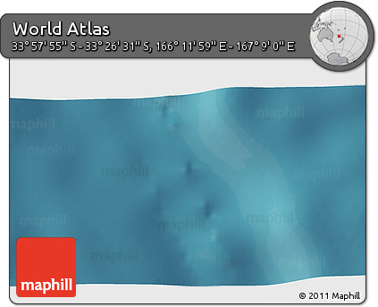 Satellite 3D Map of the Area around 33° 42' 13" S, 166° 40' 30" E