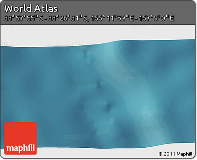 Satellite 3D Map of the Area around 33° 42' 13" S, 166° 40' 30" E