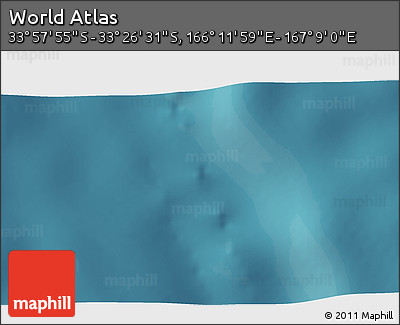 Satellite 3D Map of the Area around 33° 42' 13" S, 166° 40' 30" E