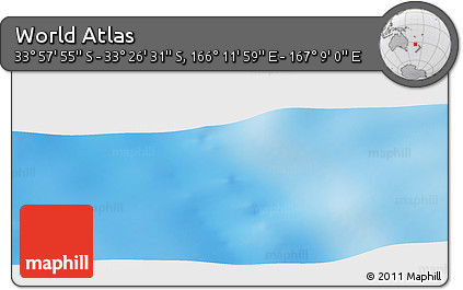 Physical Panoramic Map of the Area around 33° 42' 13" S, 166° 40' 30" E