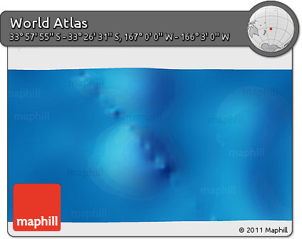Physical 3D Map of the Area around 33° 42' 13" S, 166° 31' 30" W