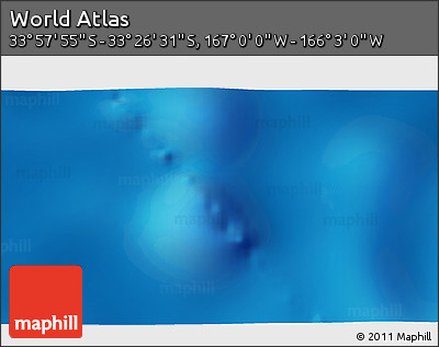 Physical 3D Map of the Area around 33° 42' 13" S, 166° 31' 30" W