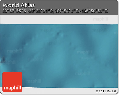 Satellite 3D Map of the Area around 33° 42' 13" S, 168° 22' 30" E