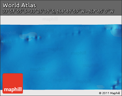 Shaded Relief 3D Map of the Area around 33° 42' 13" S, 168° 13' 29" W
