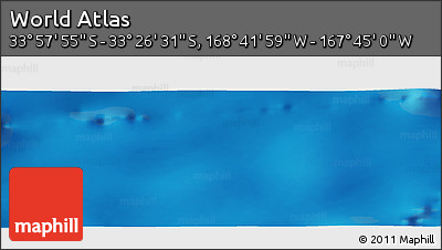 Physical Panoramic Map of the Area around 33° 42' 13" S, 168° 13' 29" W