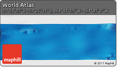 Physical Panoramic Map of the Area around 33° 42' 13" S, 168° 13' 29" W