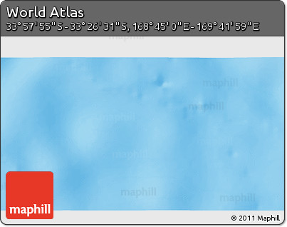 Physical 3D Map of the Area around 33° 42' 13" S, 169° 13' 29" E
