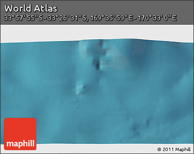 Satellite 3D Map of the Area around 33° 42' 13" S, 170° 4' 29" E