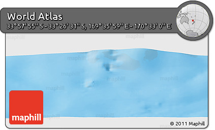 Physical Panoramic Map of the Area around 33° 42' 13" S, 170° 4' 29" E