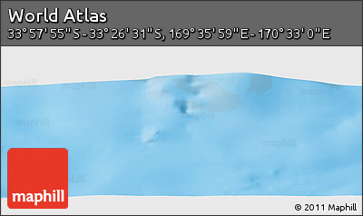 Physical Panoramic Map of the Area around 33° 42' 13" S, 170° 4' 29" E