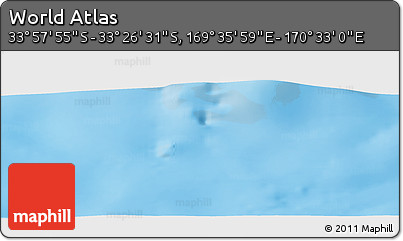 Physical Panoramic Map of the Area around 33° 42' 13" S, 170° 4' 29" E