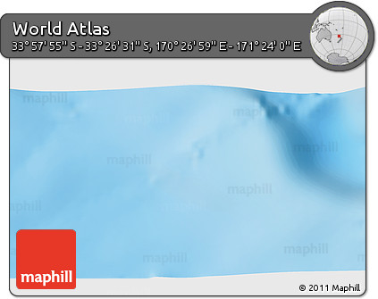 Physical 3D Map of the Area around 33° 42' 13" S, 170° 55' 30" E