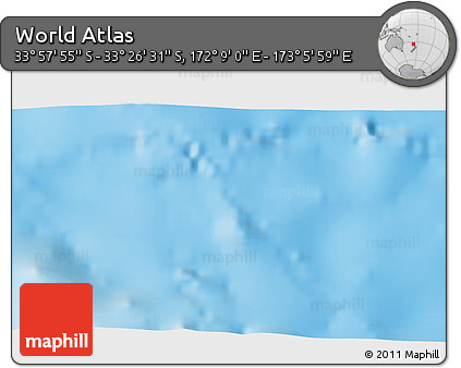 Physical 3D Map of the Area around 33° 42' 13" S, 172° 37' 30" E